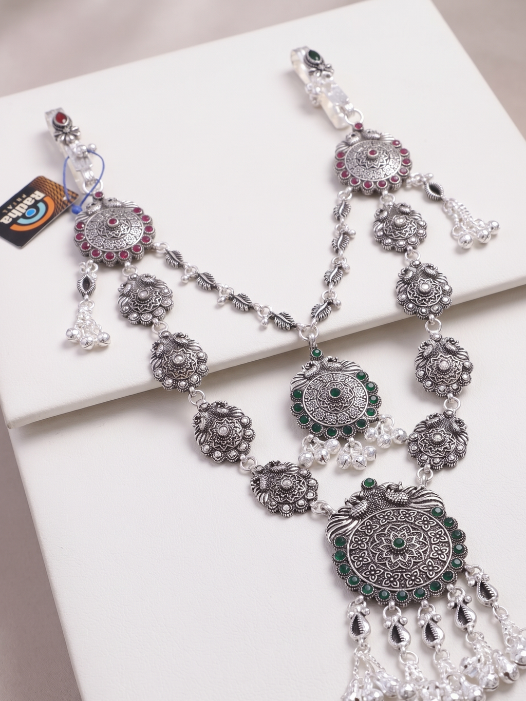 SP Kandora German Silver Traditional Necklace | 0 Touch Silver Plated Jewellery for Women