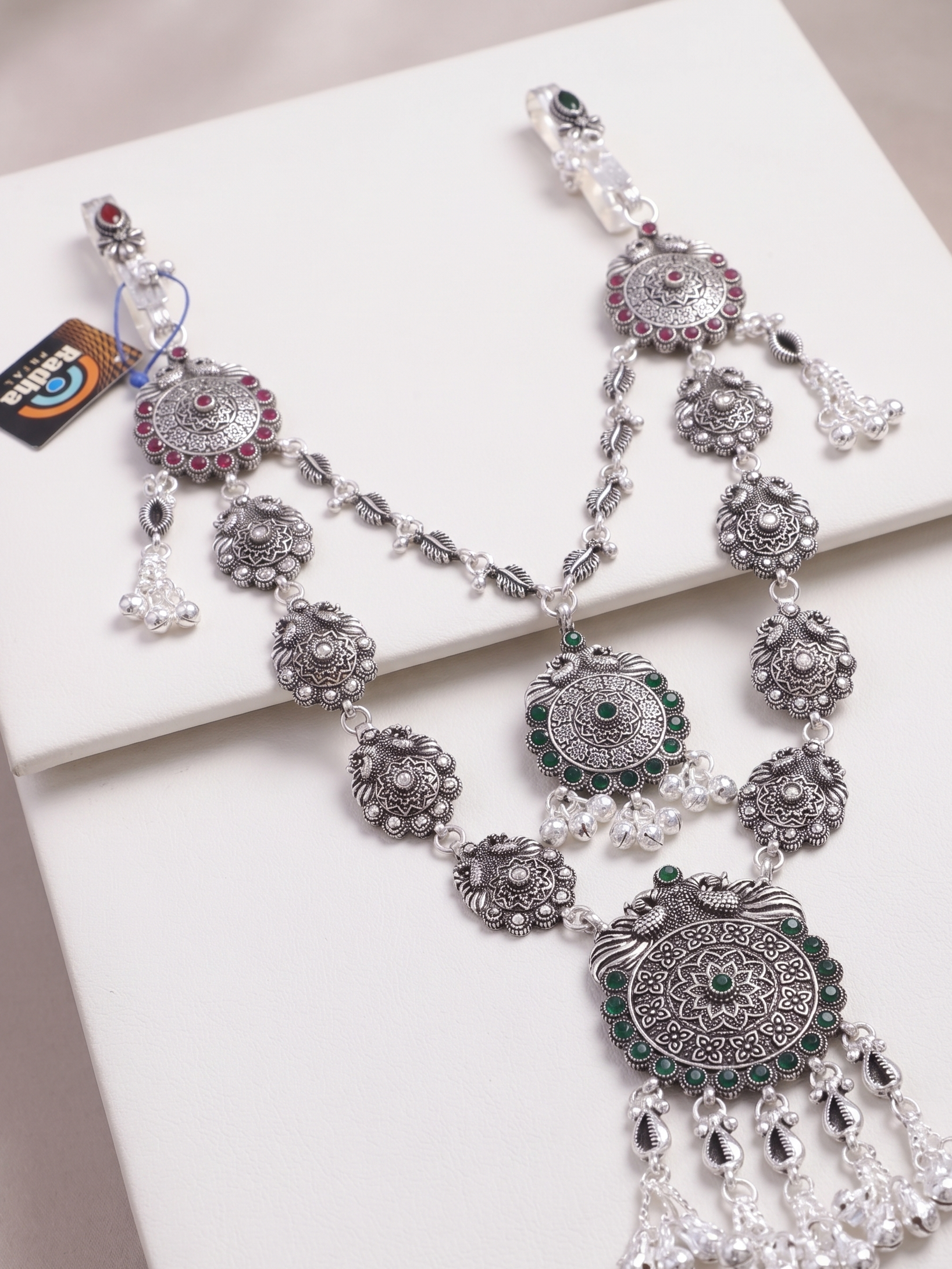 SP Kandora German Silver Traditional Necklace | 0 Touch Silver Plated Jewellery for Women