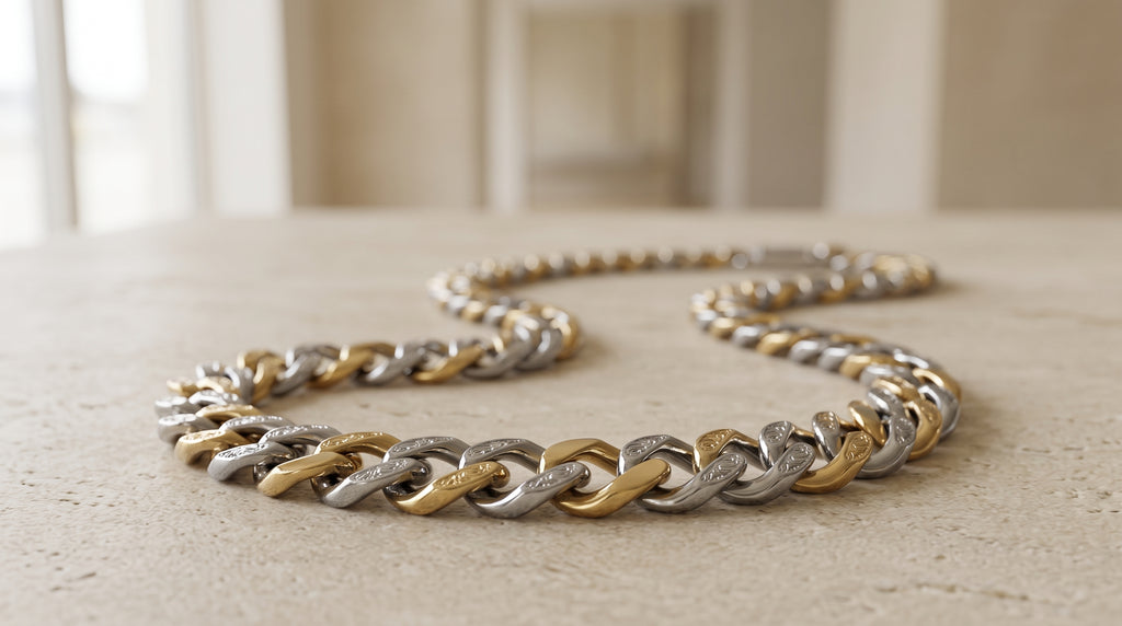 The Two-Tone Cuban Link Chain — Handcrafted Men's Statement