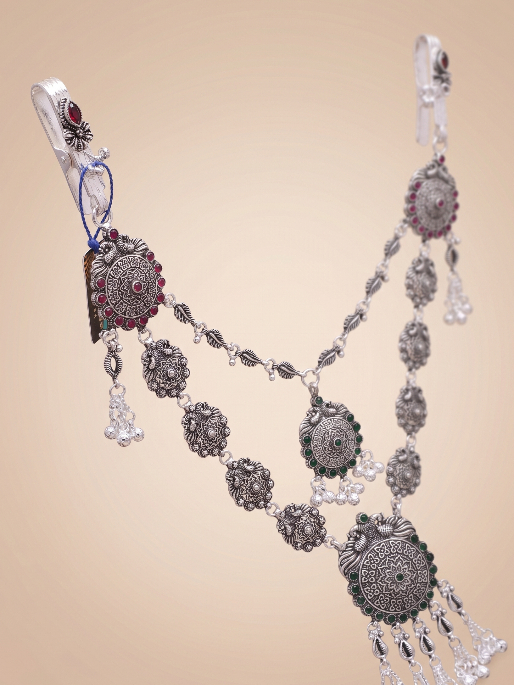 SP Kandora German Silver Traditional Necklace | 0 Touch Silver Plated Jewellery for Women