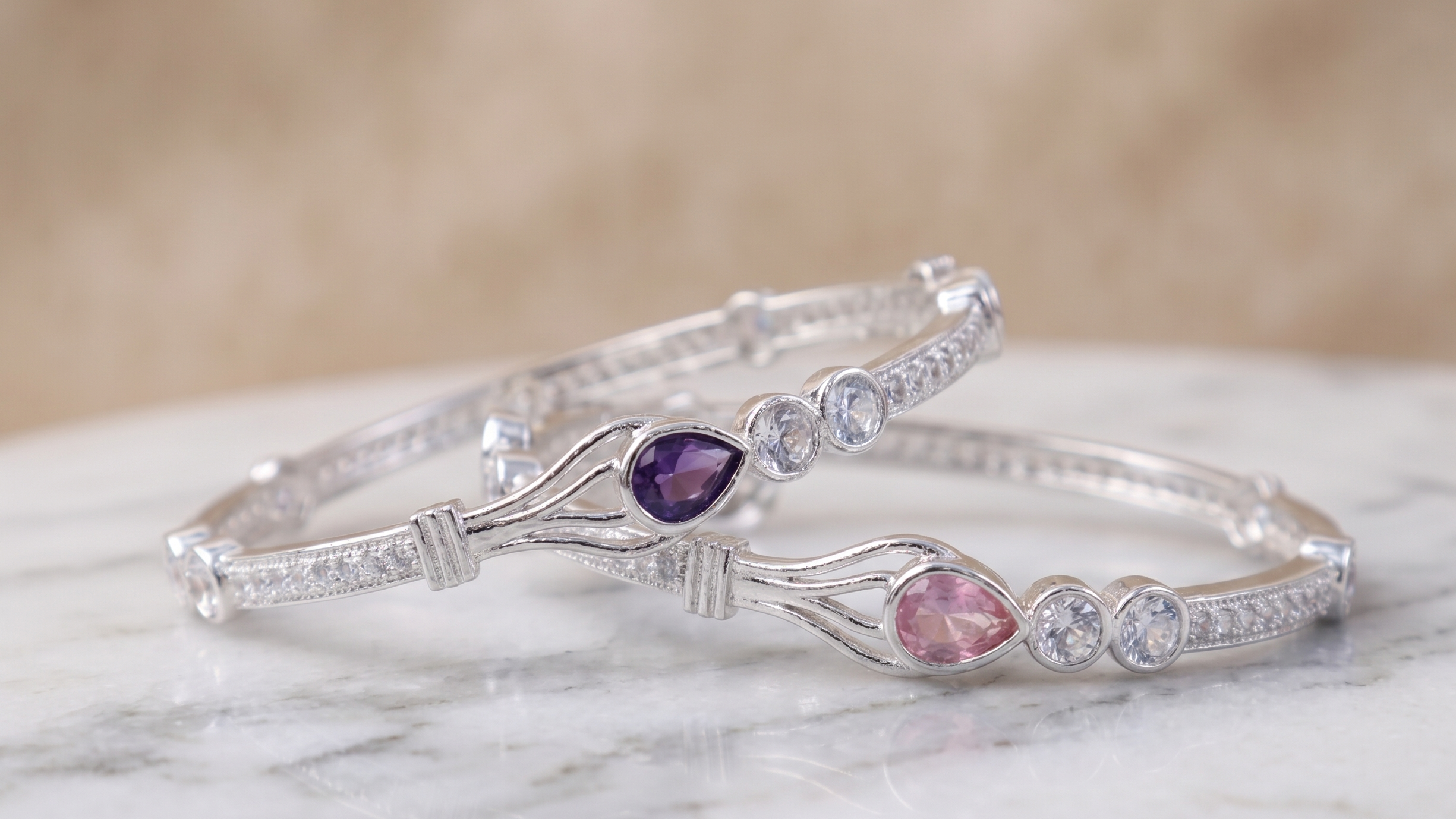 Classic Premium CZ Stone Bangles | Jwelisha