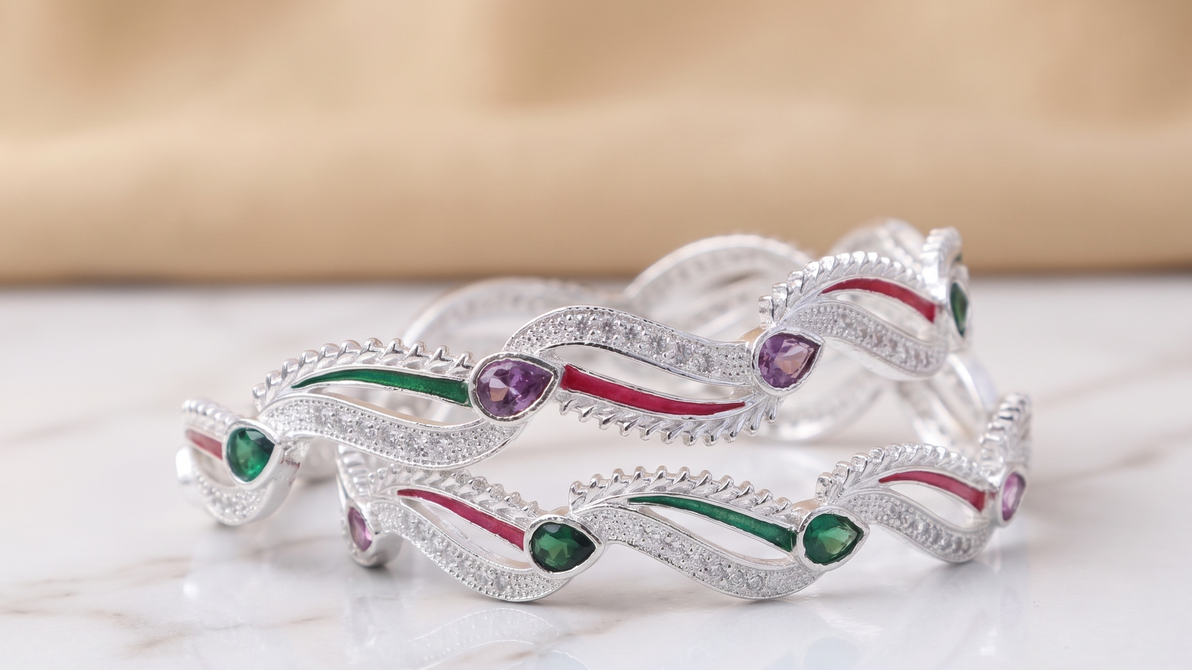 Classic Premium CZ Stone Bangles | Jwelisha