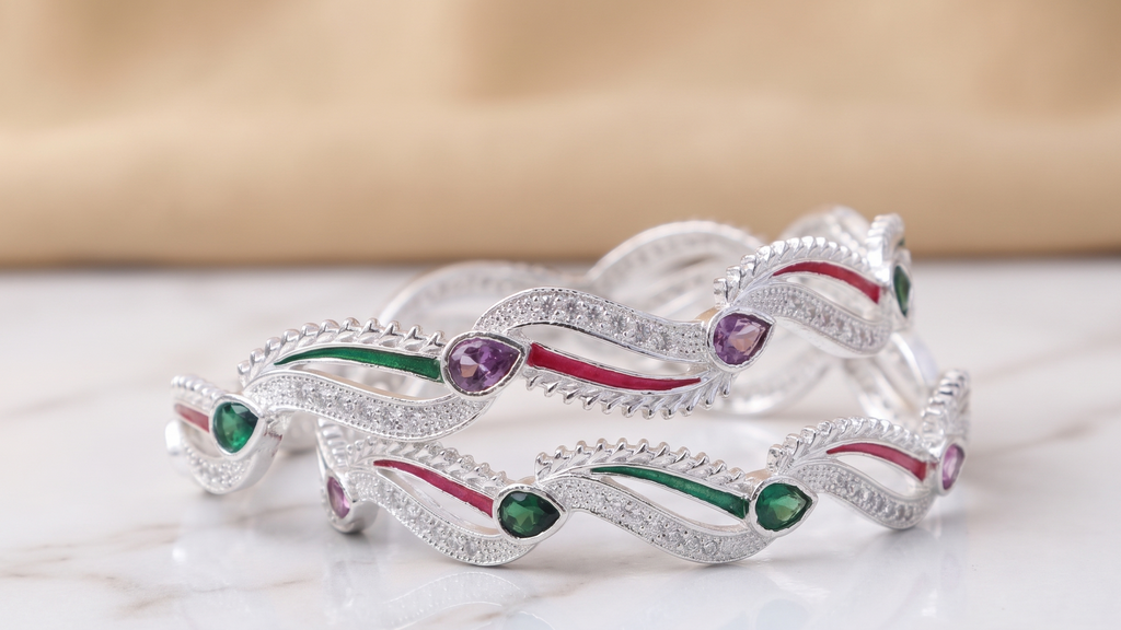 Classic Premium CZ Stone Bangles | Jwelisha