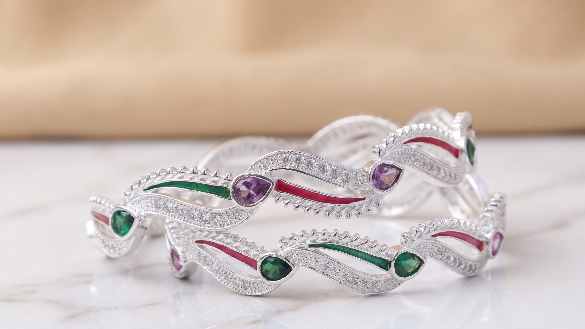 Classic Premium CZ Stone Bangles | Jwelisha