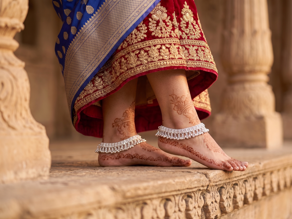 Traditional Sterling Silver Ghungroo Payal – Elegant Bridal Anklet Pair
