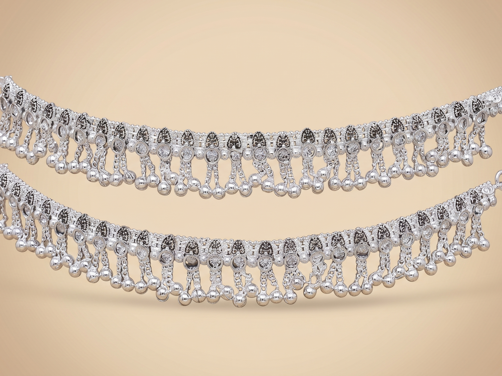 Traditional Sterling Silver Ghungroo Payal – Elegant Bridal Anklet Pair