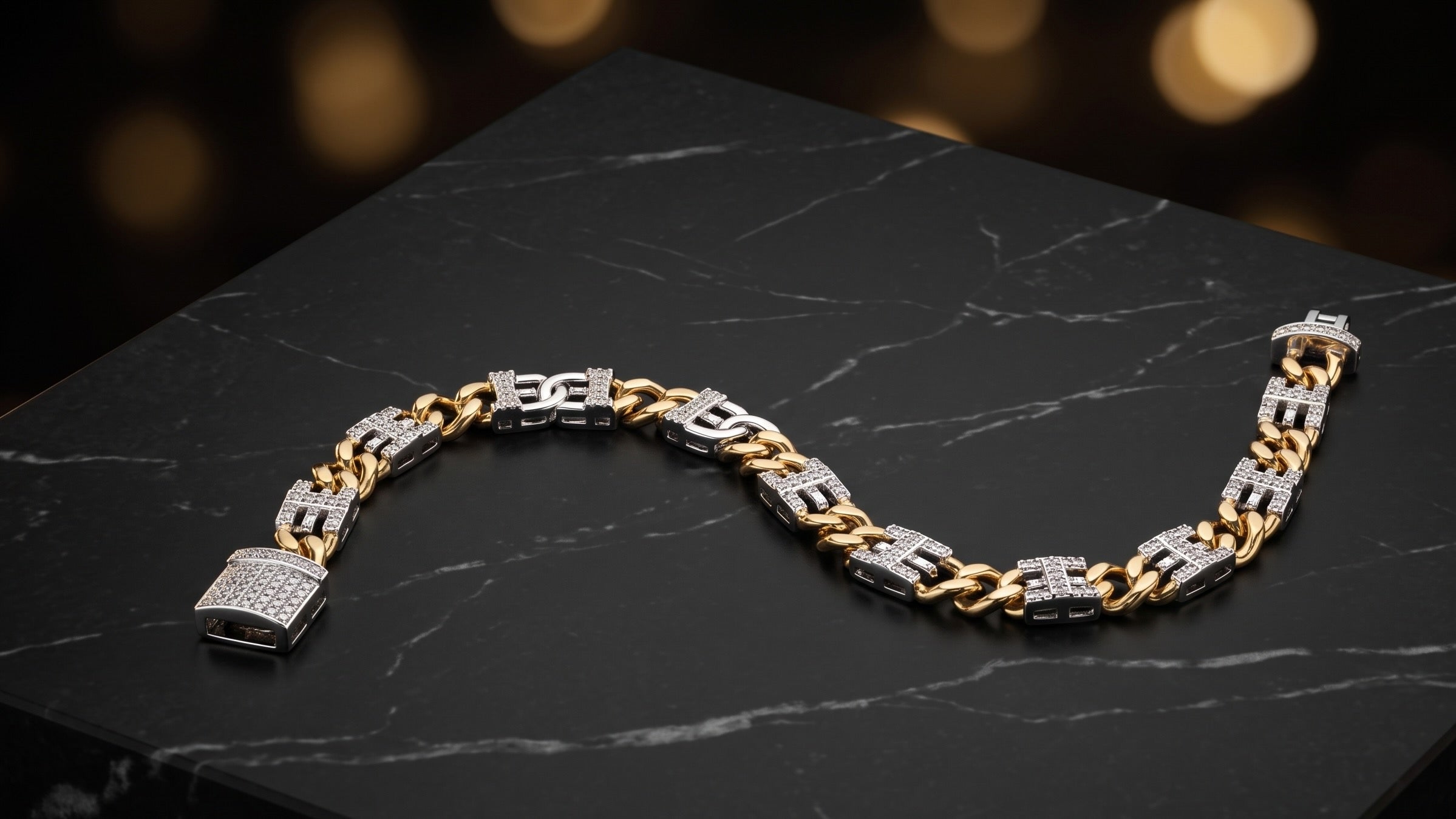 The Signature Two-Tone Link Bracelet — Handcrafted Men's Statement Piece