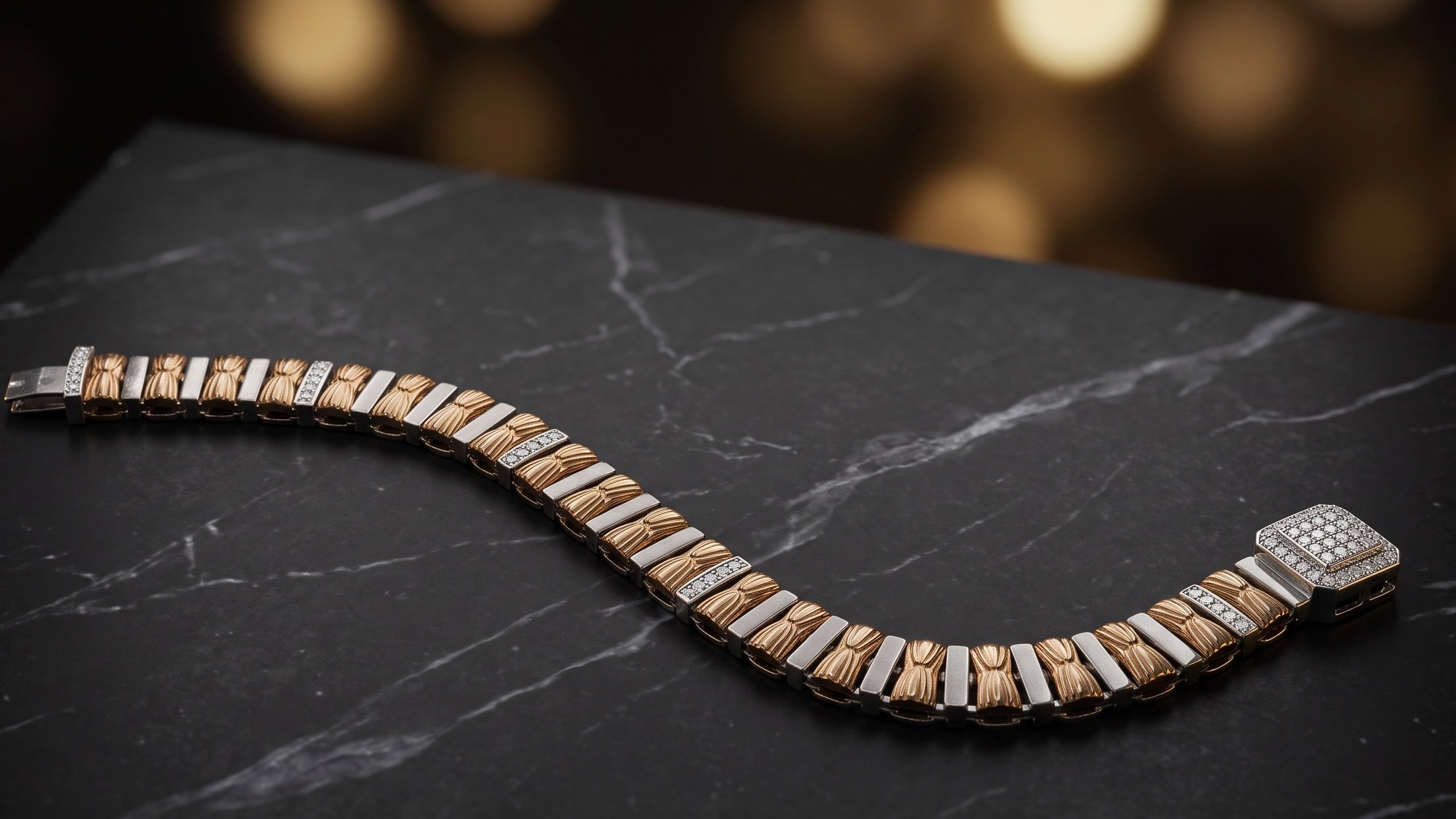 The Signature Two-Tone Link Bracelet — Handcrafted Men's Statement Piece