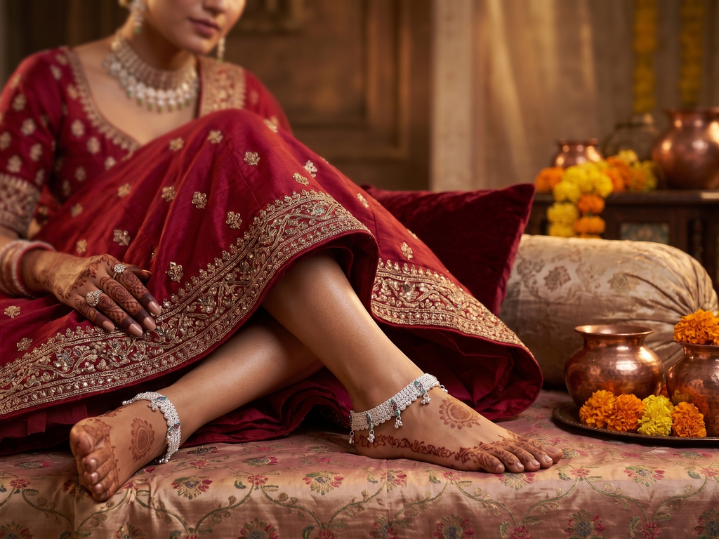 Exquisite Indian Bridal Silver Payal Set – Heavy Fancy Anklets with Vibrant Meenakari Work