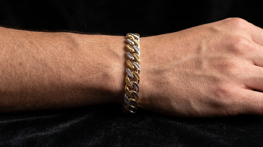 The Signature Two-Tone Link Bracelet — Handcrafted Men's Statement Piece