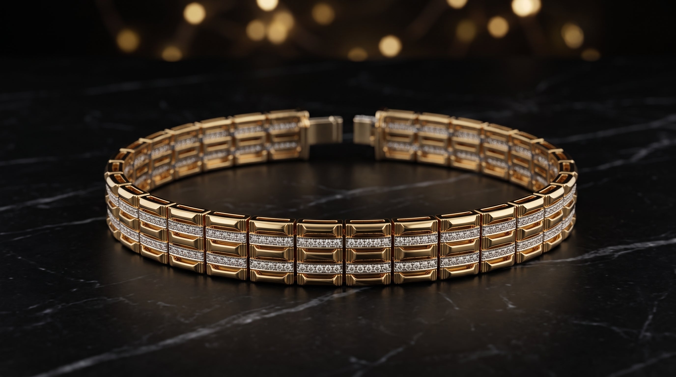 The Signature Two-Tone Link Bracelet — Handcrafted Men's Statement Piece