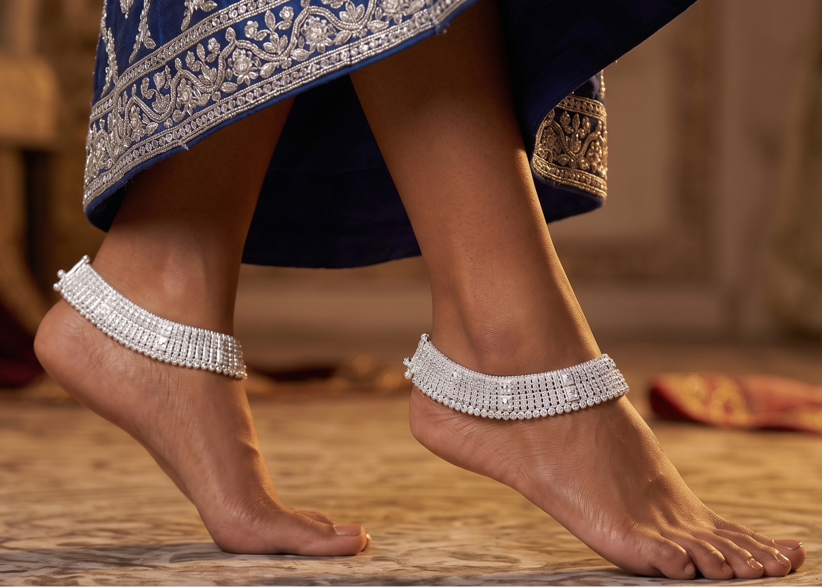 Traditional Indian Silver Payal Set | Heavy Bridal Anklets | Antique Style Oxidized Silver Leg Chains for Women | Ethnic Wedding Jewelry