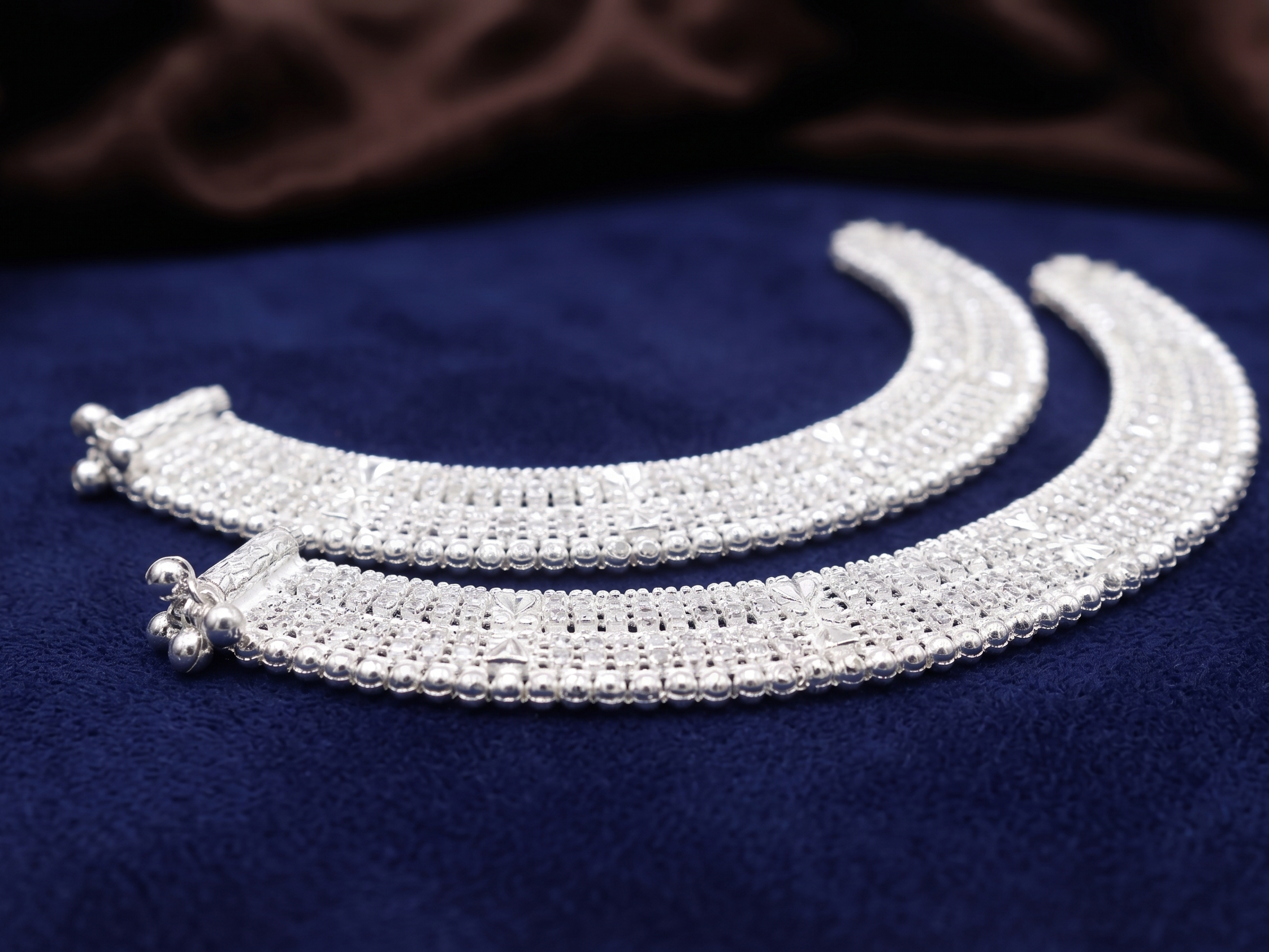 Traditional Indian Silver Payal Set | Heavy Bridal Anklets | Antique Style Oxidized Silver Leg Chains for Women | Ethnic Wedding Jewelry