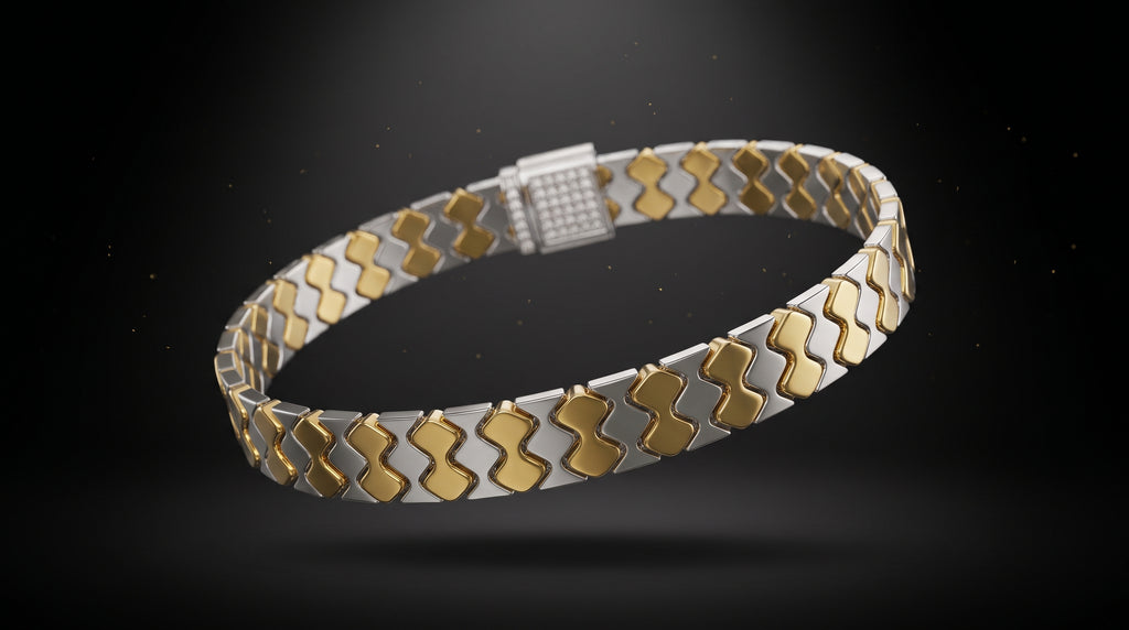 The Signature Two-Tone Link Bracelet — Handcrafted Men's Statement Piece