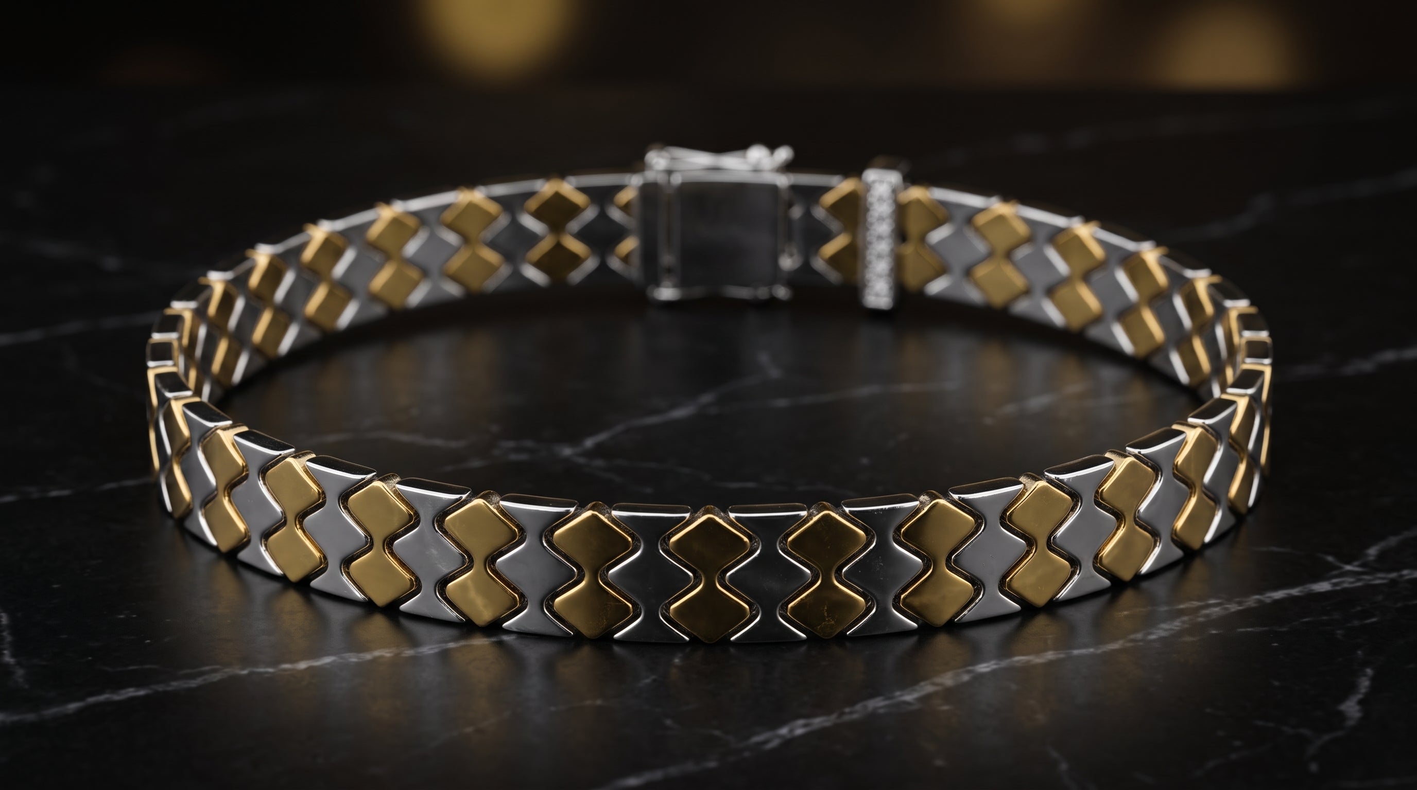 The Signature Two-Tone Link Bracelet — Handcrafted Men's Statement Piece
