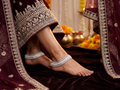 Traditional Silver Payal with Multi-Color Enamel Work | Heavy Bridal Anklets with Meenakari Leaf Patterns | Ethnic Indian Leg Chains for Women & Brides