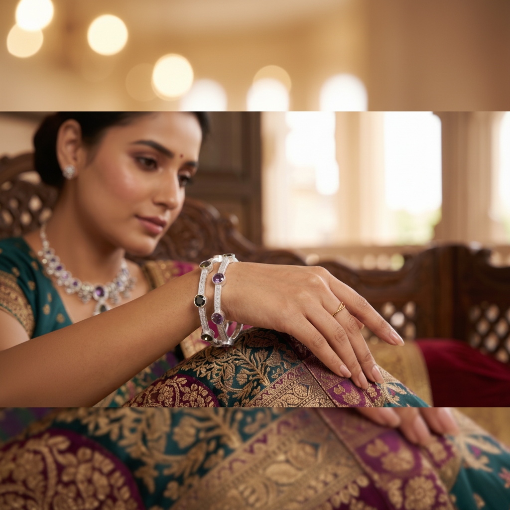 Classic Premium CZ Stone Bangles | Jwelisha