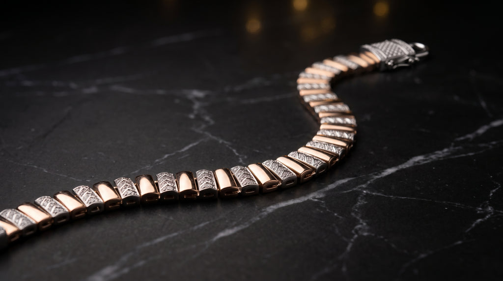 The Signature Two-Tone Link Bracelet — Handcrafted Men's Statement Piece