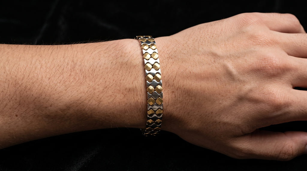 The Signature Two-Tone Link Bracelet — Handcrafted Men's Statement Piece