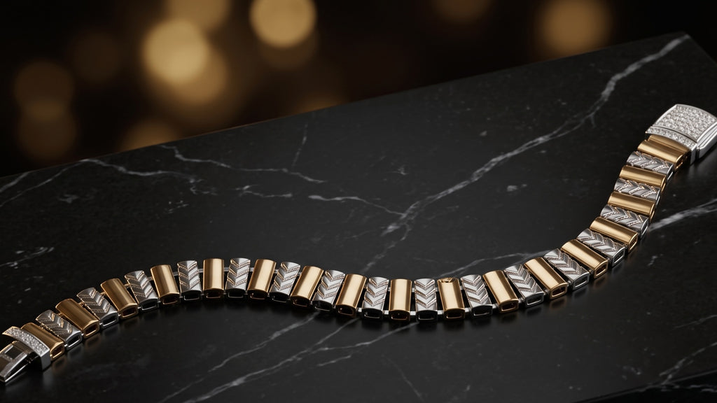 The Signature Two-Tone Link Bracelet — Handcrafted Men's Statement Piece