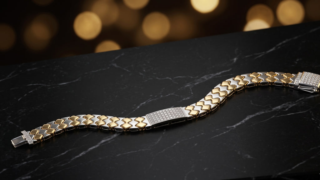 The Signature Two-Tone Link Bracelet — Handcrafted Men's Statement Piece