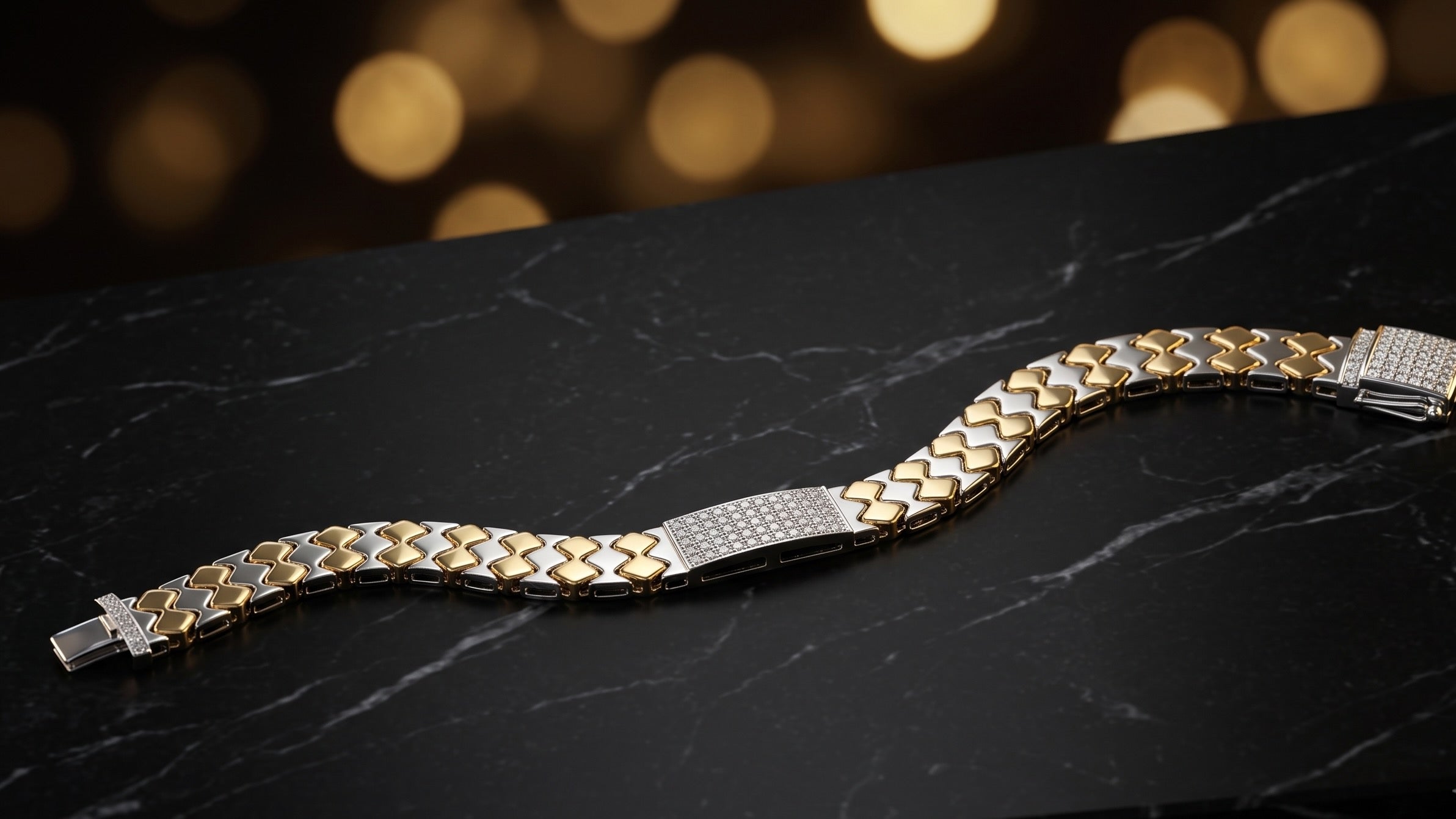 The Signature Two-Tone Link Bracelet — Handcrafted Men's Statement Piece