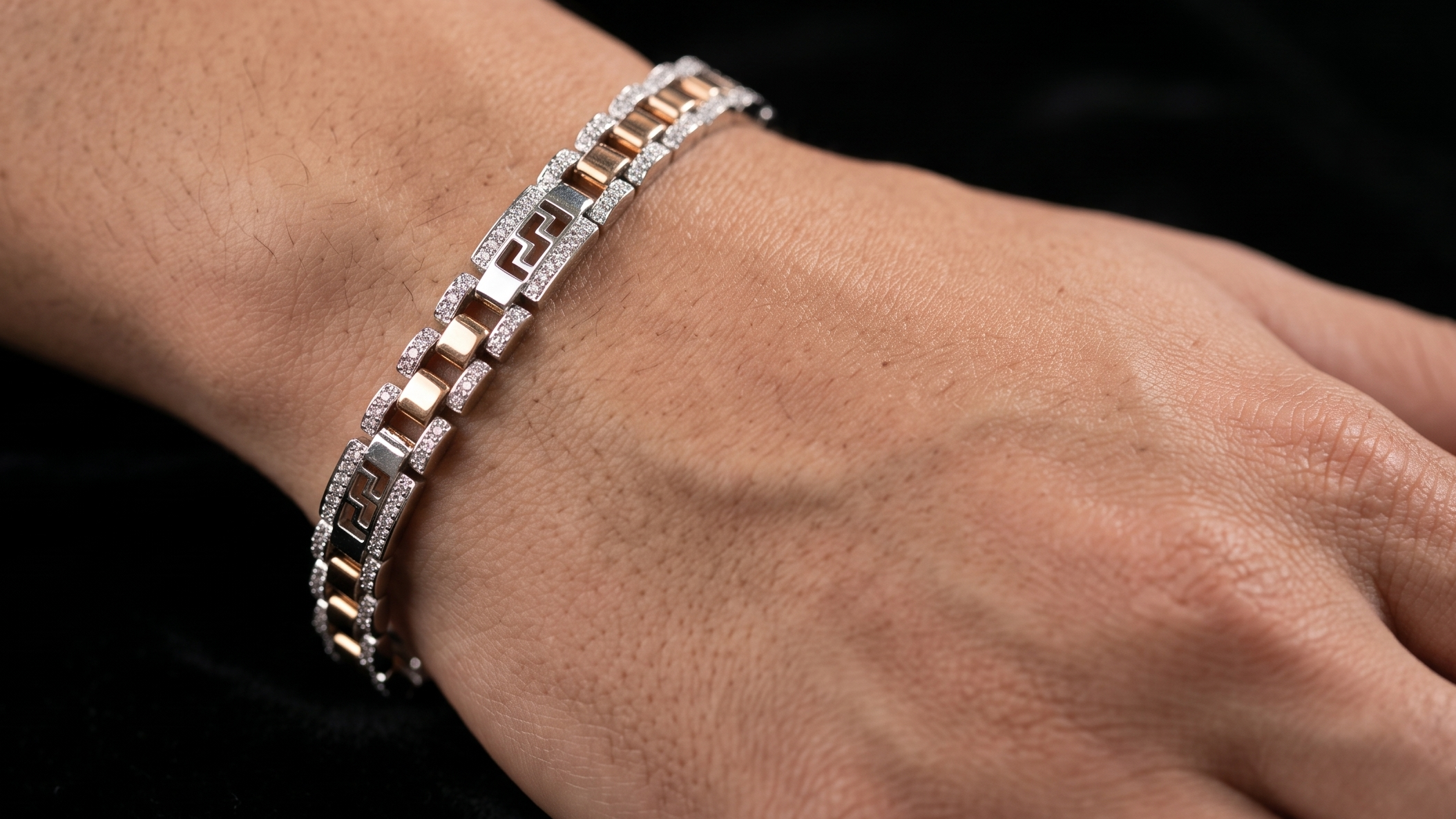 The Signature Two-Tone Link Bracelet — Handcrafted Men's Statement Piece