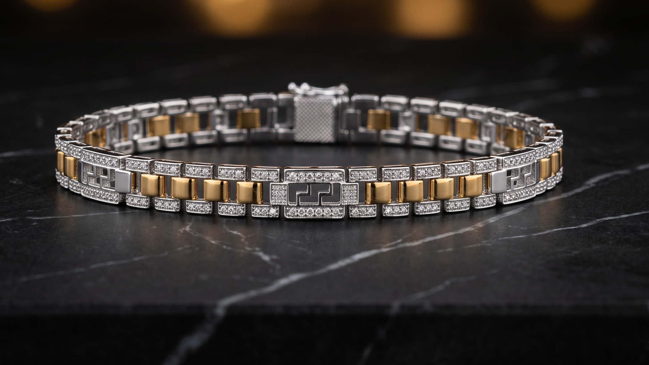 The Signature Two-Tone Link Bracelet — Handcrafted Men's Statement Piece