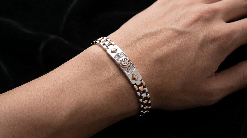 The Signature Two-Tone Link Bracelet — Handcrafted Men's Statement Piece