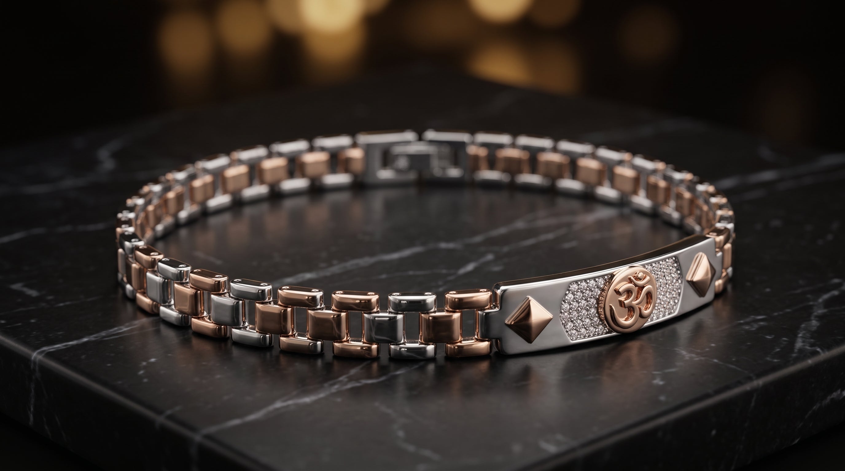 The Signature Two-Tone Link Bracelet — Handcrafted Men's Statement Piece