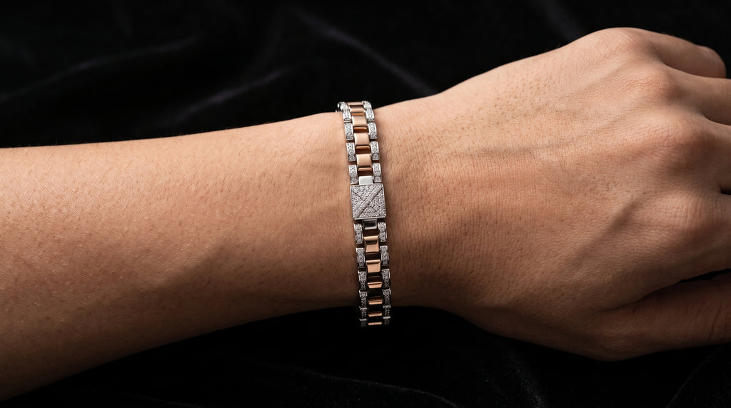 The Signature Two-Tone Link Bracelet — Handcrafted Men's Statement Piece