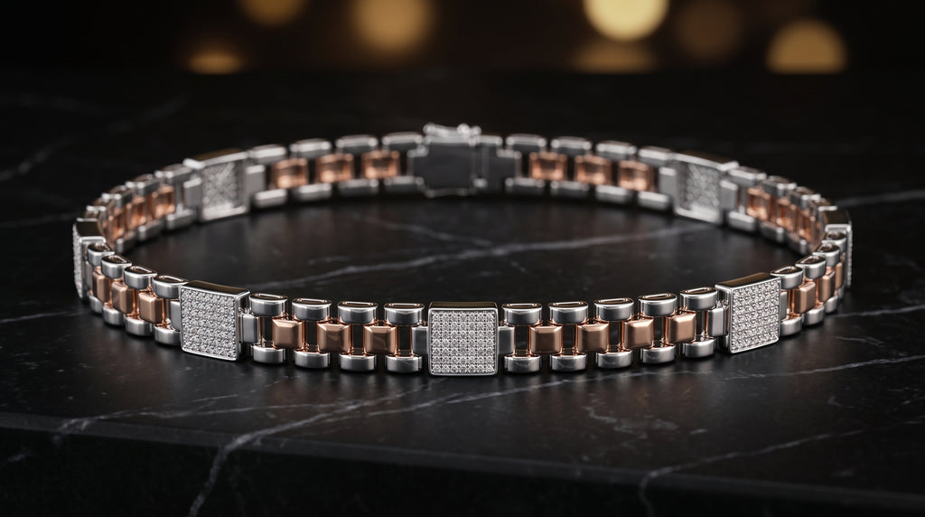 The Signature Two-Tone Link Bracelet — Handcrafted Men's Statement Piece