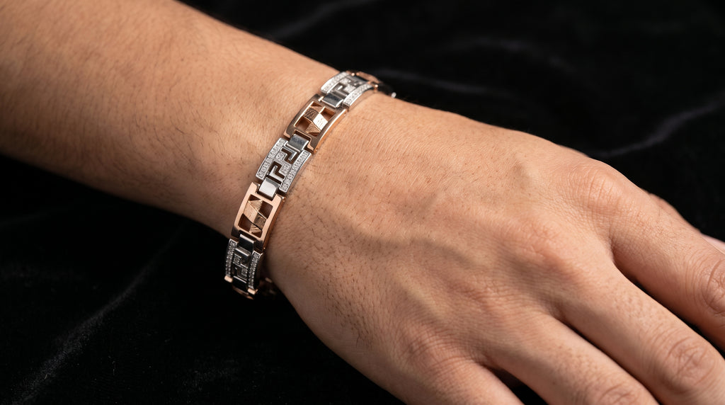 The Signature Two-Tone Link Bracelet — Handcrafted Men's Statement Piece