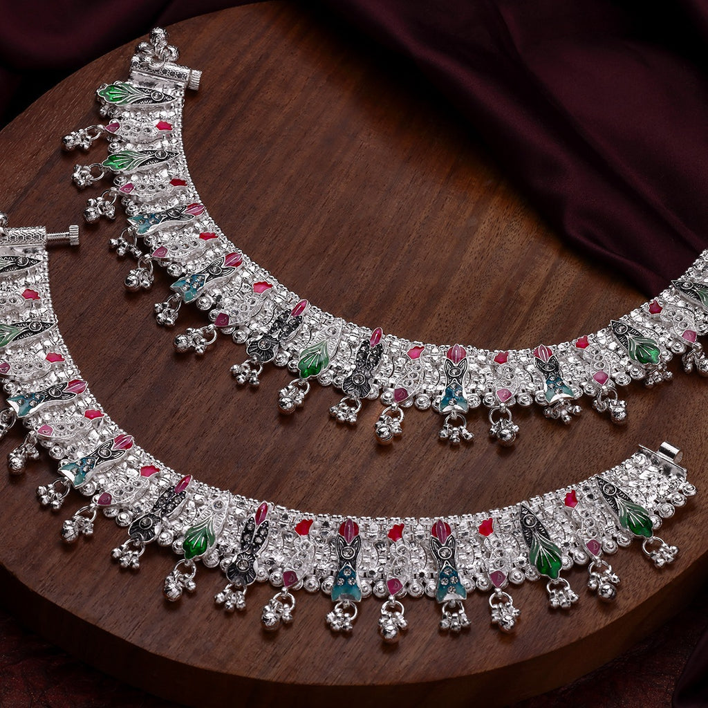 Heritage Meenakari Floral Bridal Payal by Radhe Payal