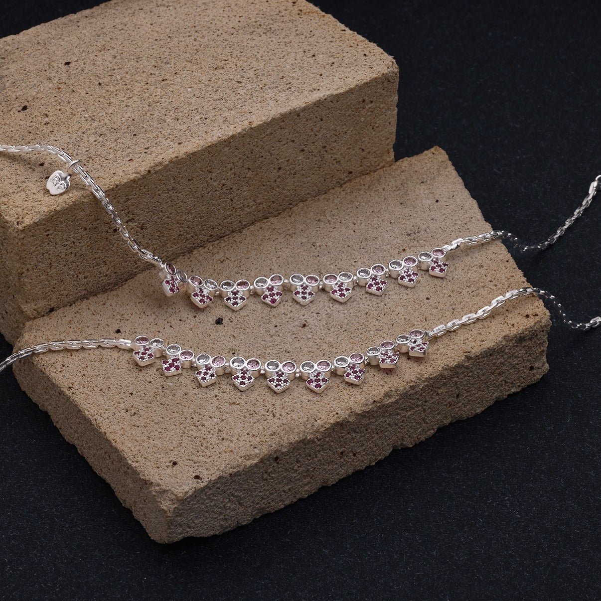 Elegant Pink & Maroon Stone-Studded Fashion Payal by Radhe Payal