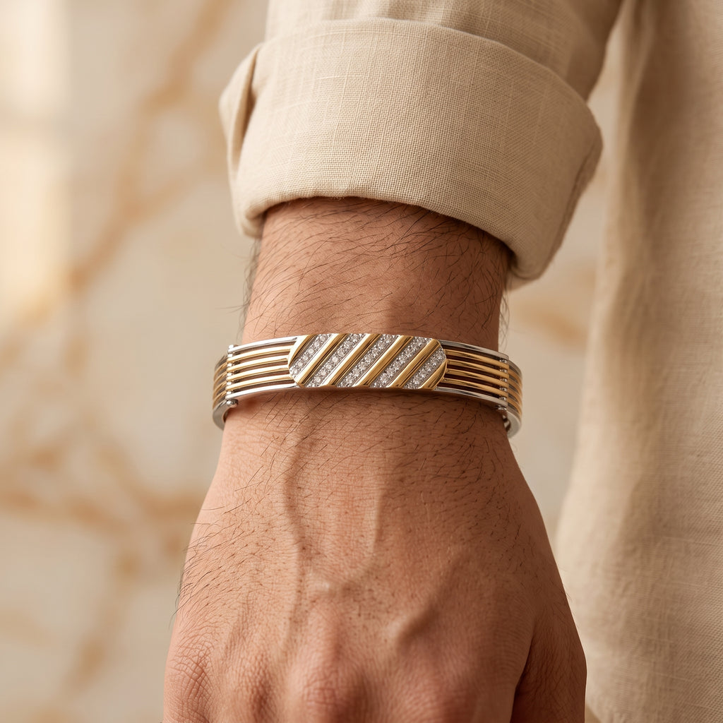 Men's Kada Bracelet | Jwelisha  | Gold & Silver Finish, Openable Lock