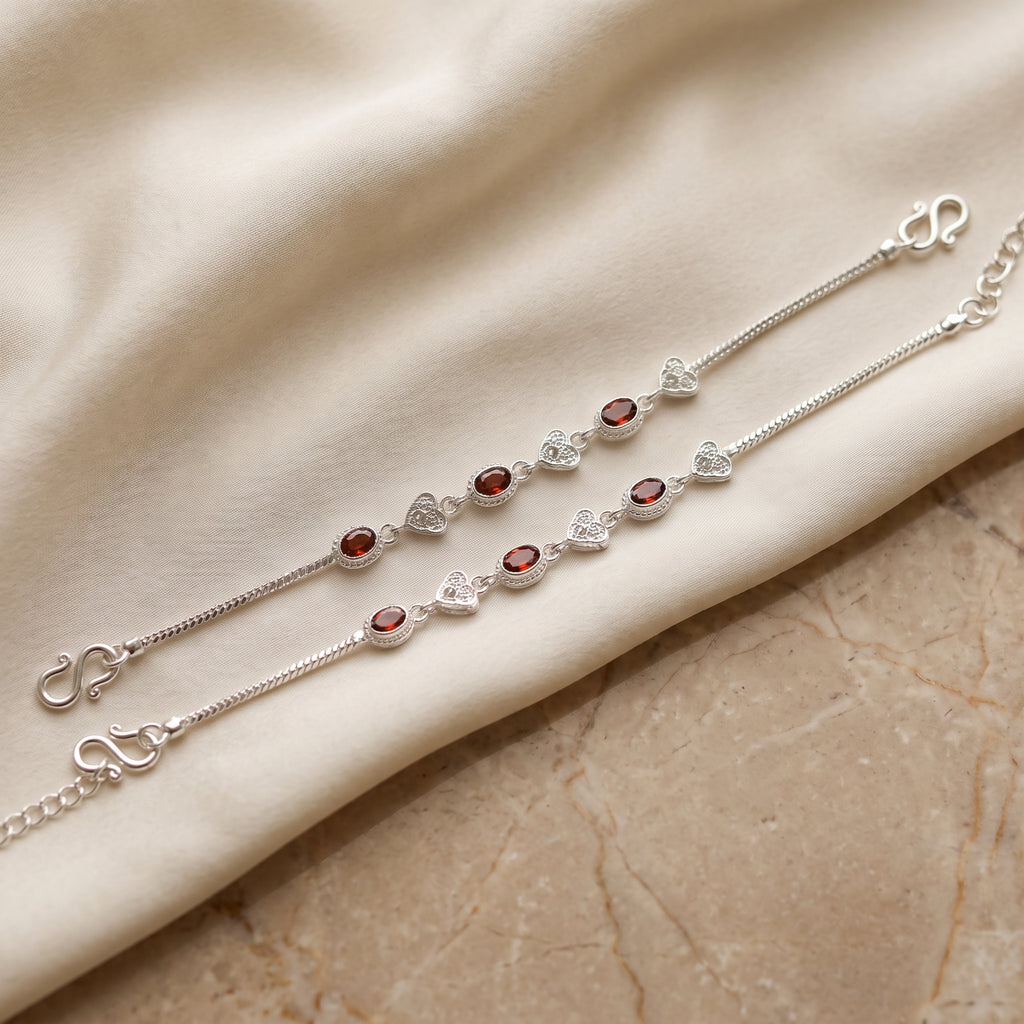 Handcrafted Anklet Pair with Ghungroo – Silver Finish