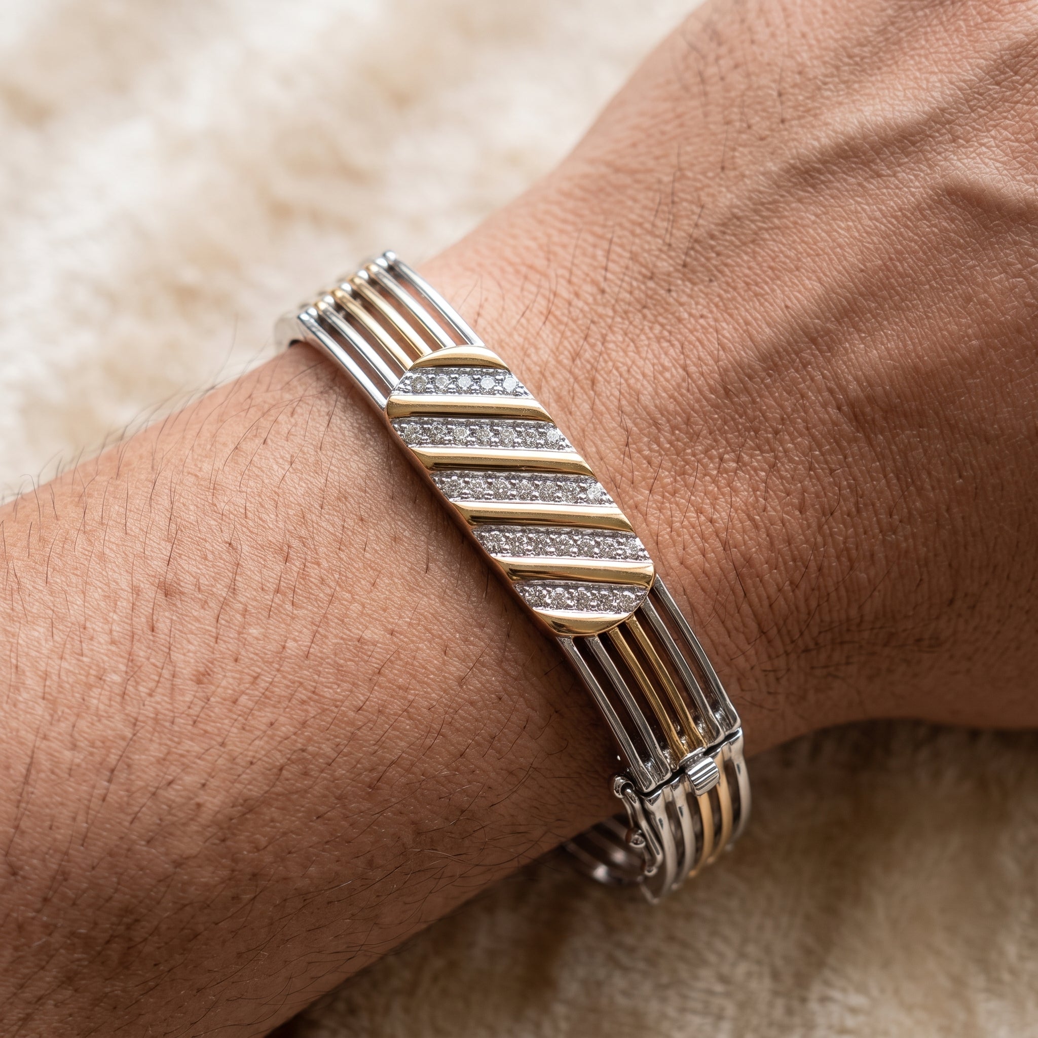 Men's Kada Bracelet | Jwelisha  | Gold & Silver Finish, Openable Lock