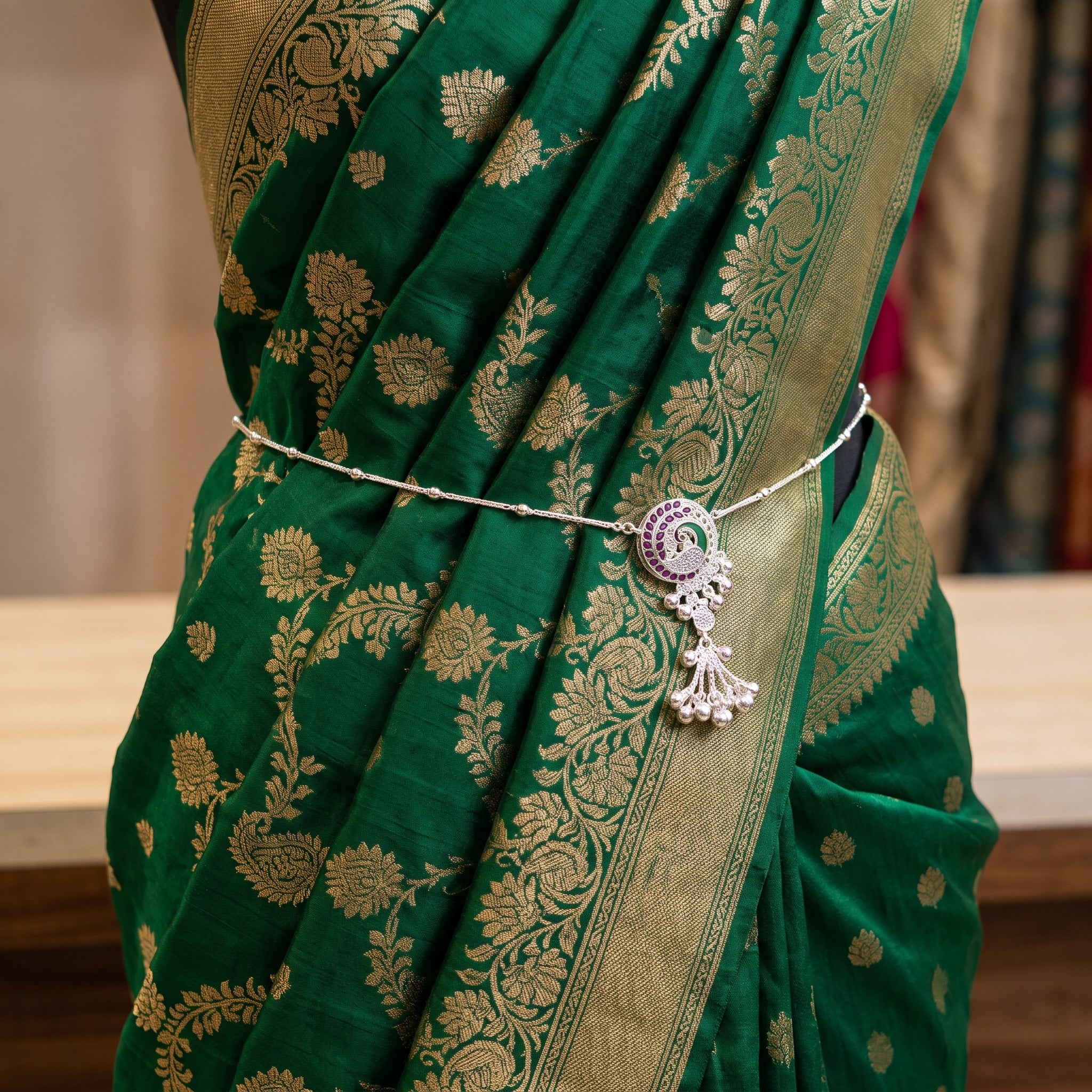 Silver Finish Kamarbandh Belt for Women