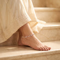 Handcrafted Anklet Pair with Ghungroo – Silver Finish
