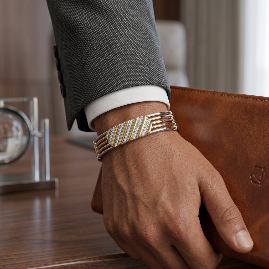 Men's Kada Bracelet | Jwelisha  | Gold & Silver Finish, Openable Lock