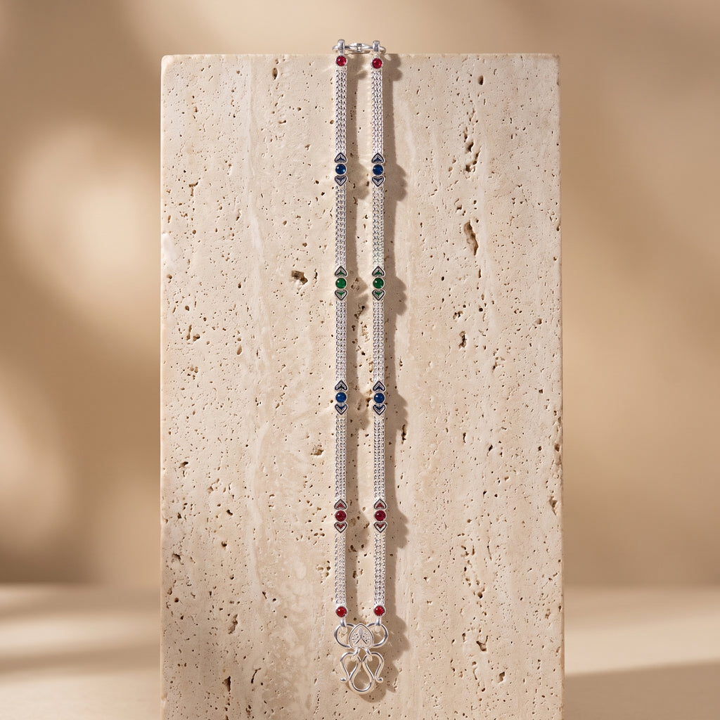 Handcrafted Anklet Pair with Ghungroo – Silver Finish