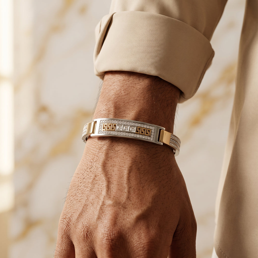 Men's Kada Bracelet | Jwelisha  | Gold & Silver Finish, Openable Lock