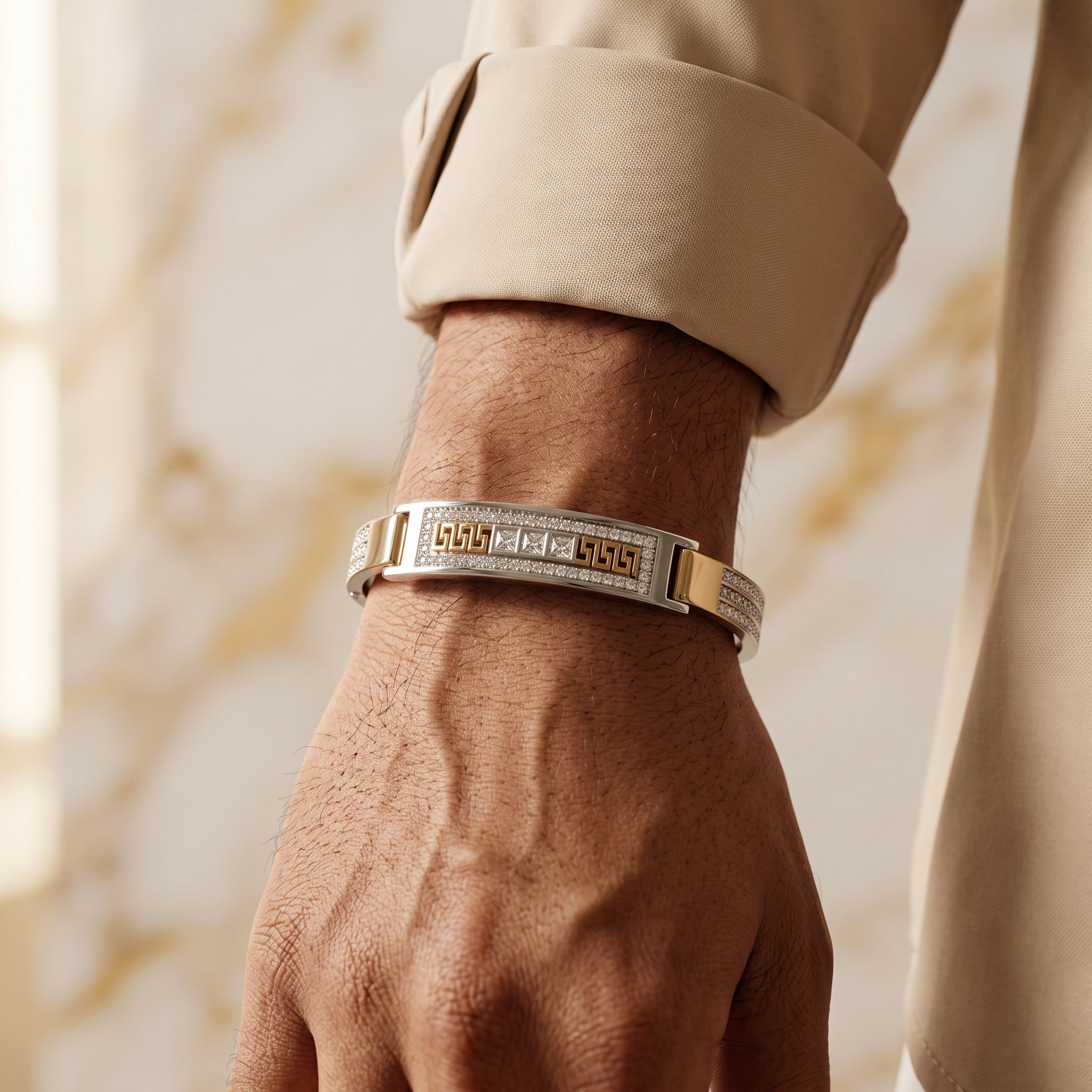 Men's Kada Bracelet | Jwelisha  | Gold & Silver Finish, Openable Lock