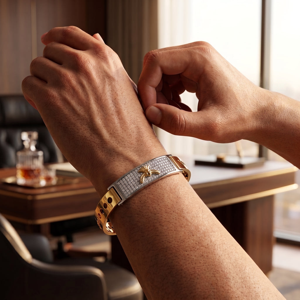 Men's Kada Bracelet | Jwelisha  | Gold & Silver Finish, Openable Lock