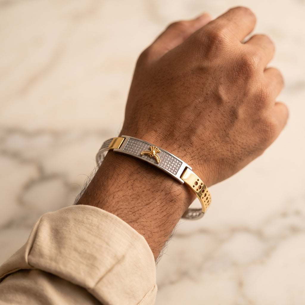 Men's Kada Bracelet | Jwelisha  | Gold & Silver Finish, Openable Lock