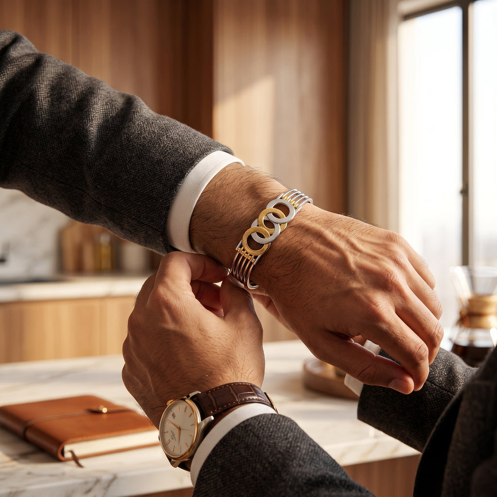Men's Kada Bracelet | Jwelisha  | Gold & Silver Finish, Openable Lock