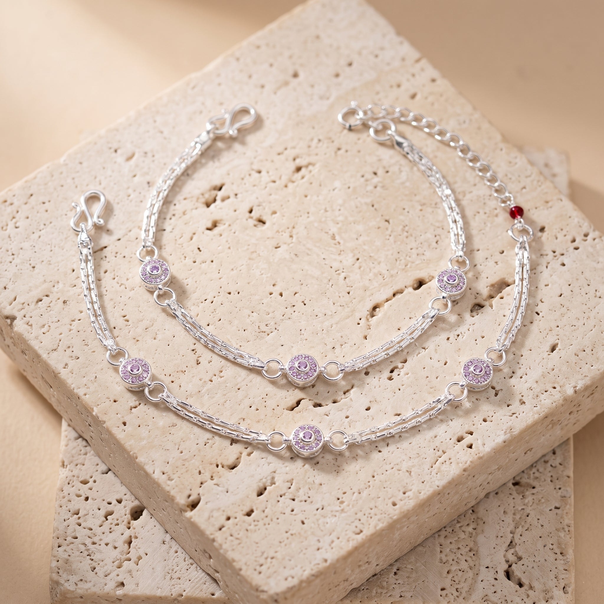 Handcrafted Anklet Pair with Ghungroo – Silver Finish