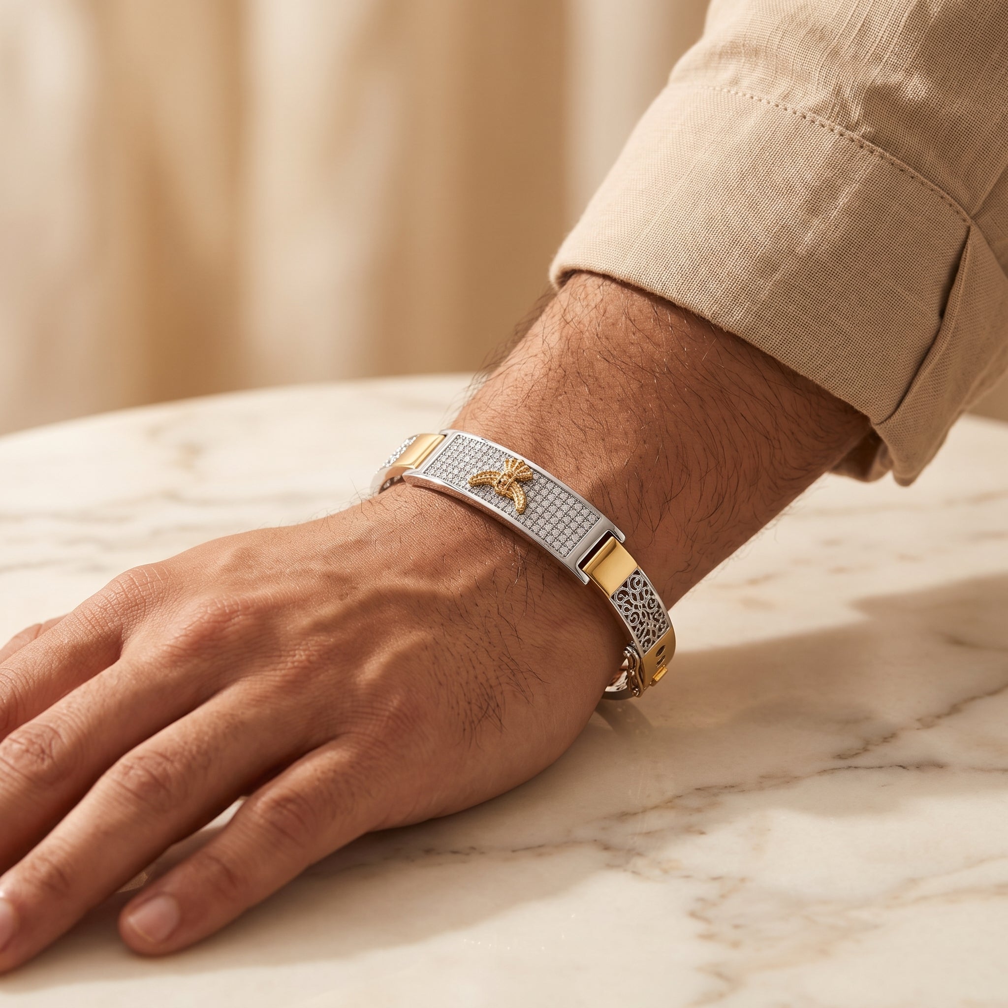 Men's Kada Bracelet | Jwelisha  | Gold & Silver Finish, Openable Lock