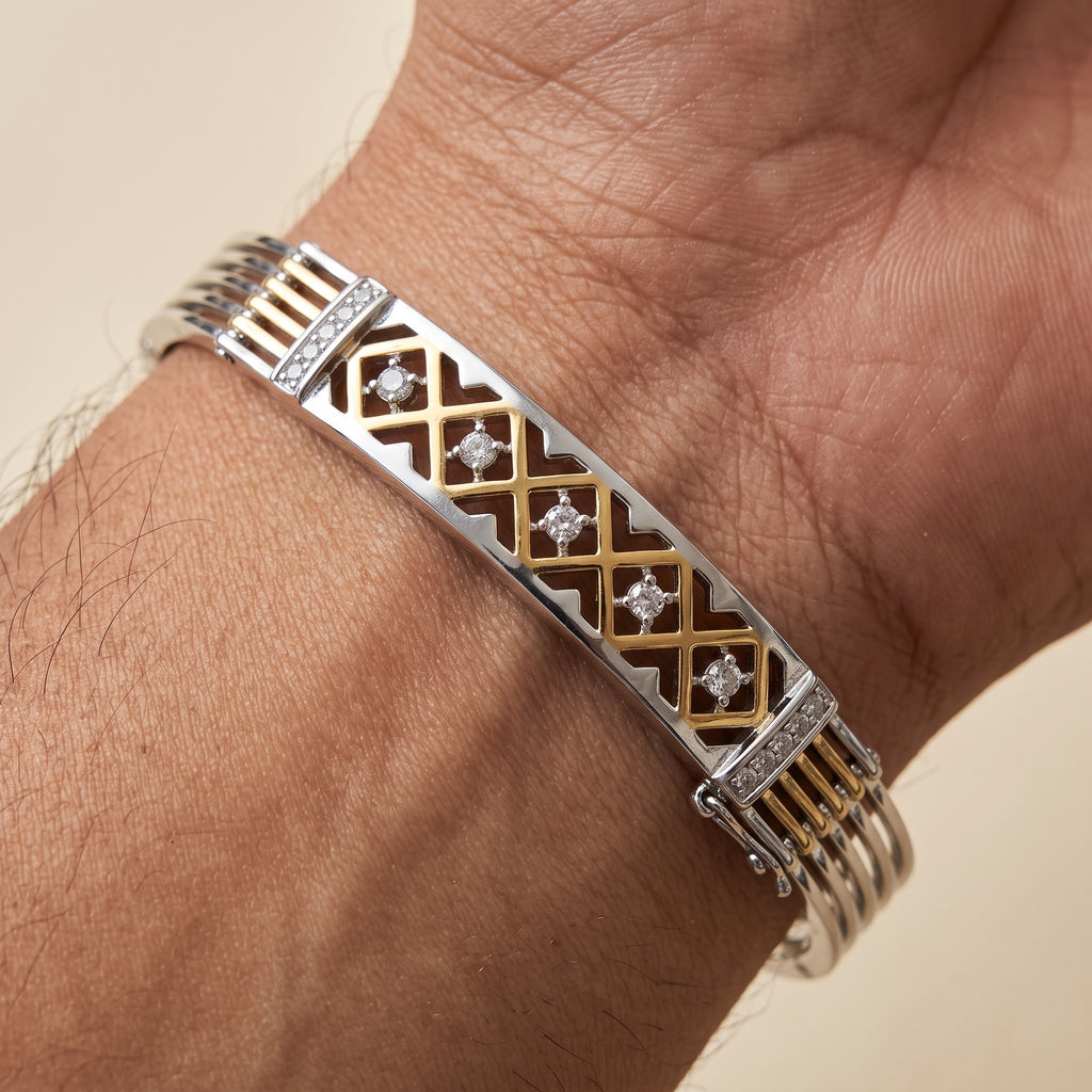 Men's Kada Bracelet | Jwelisha  | Gold & Silver Finish, Openable Lock